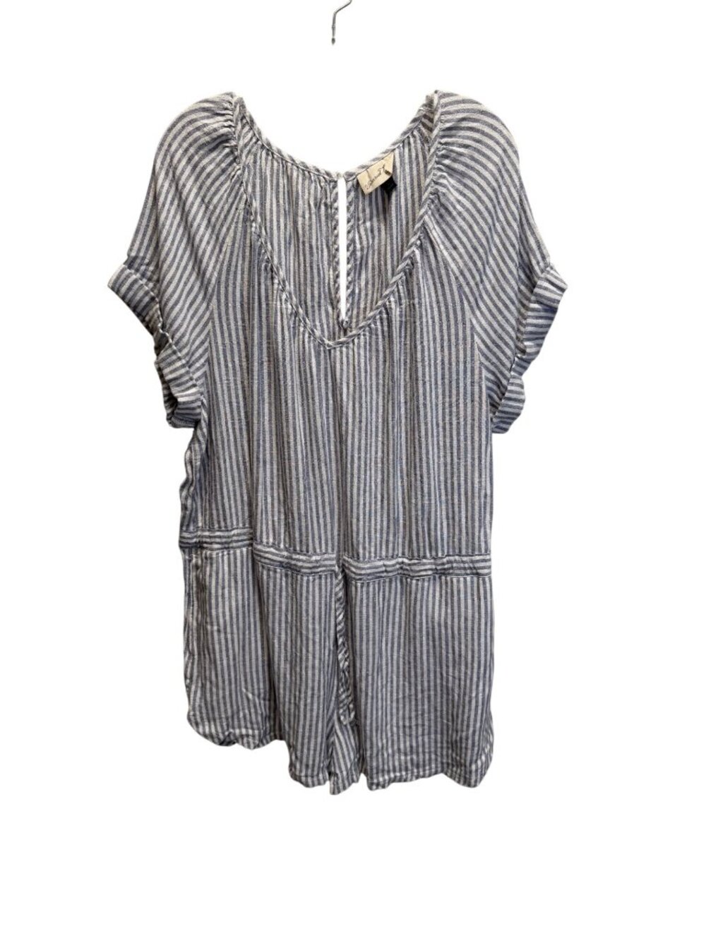 Universal Thread Blue & White Striped Short-Sleeve Top With Drawstring Waist XL
